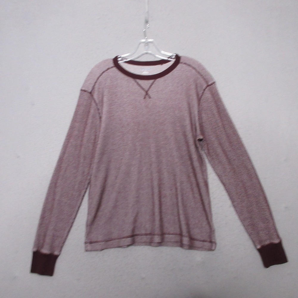 Old Navy Thermal Shirt Men Small Burgundy Waffle Knit Long Sleeve Preppy Basics